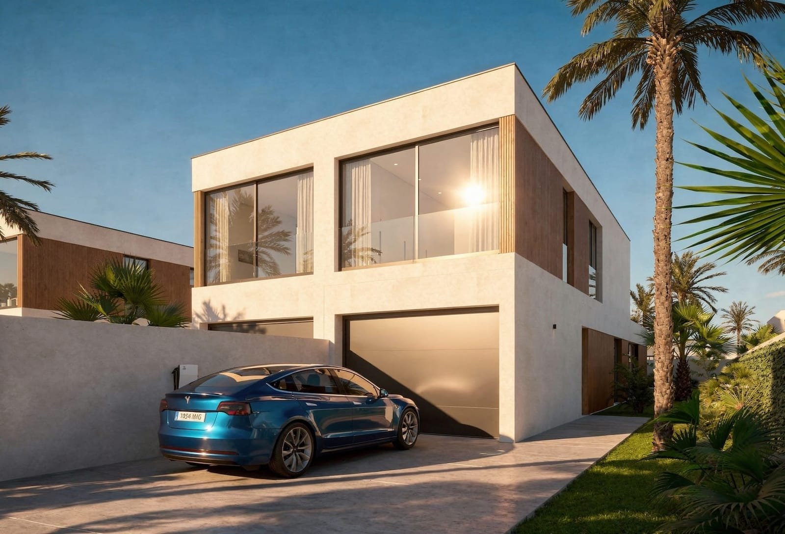 Casa prefabricada modular Paralel de dos plantas y garaje, de Moodul