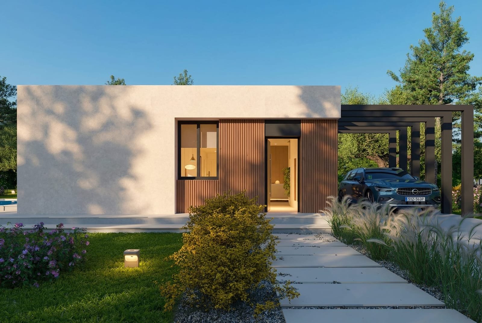 Casa prefabricada modular Tiva de una planta en U de Moodul