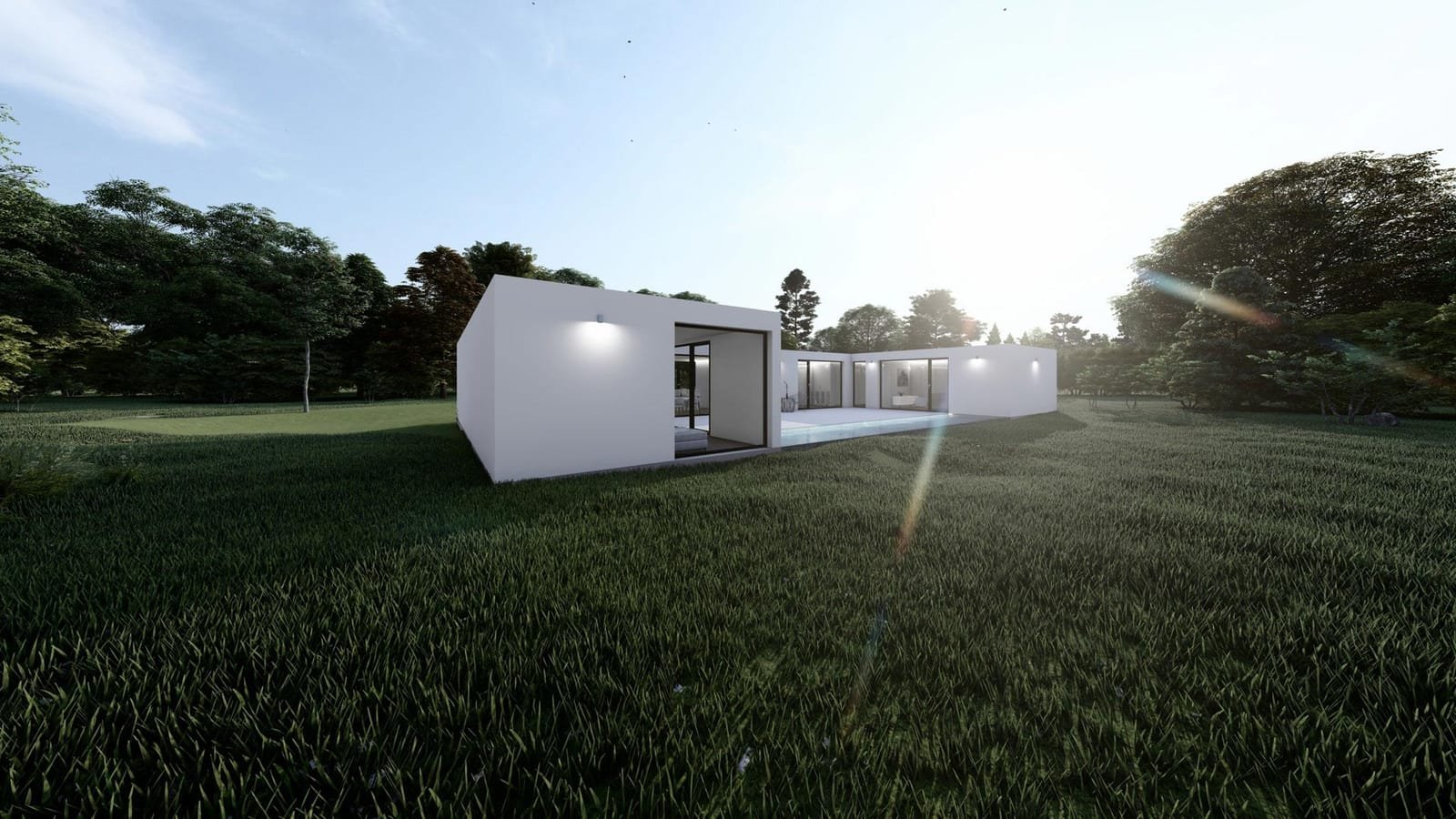 Containerhaus Modell Miño, Fertighaus in U-Form mit Innenhof von The Corten Company
